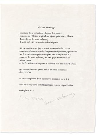 Delaunay, Sonia (1885-1979), illus. & Tristan Tzara (1896-1963) Juste Present. Deluxe Edition with Original Gouache.
